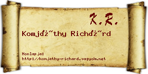 Komjáthy Richárd névjegykártya
